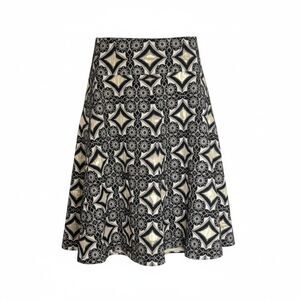 Isabel Toledo Swing Skirt Sz 14 XL Black White Geometric Metallic Office Church
